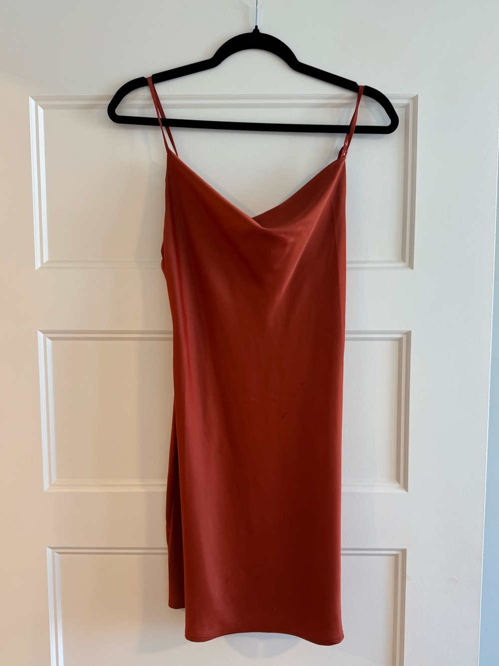 Satin Slip Dress in Rust - small
